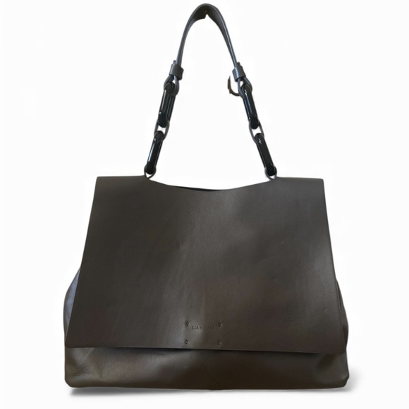 Lia Numa Handbags - Lia Numa Dark Gray Leather Shoulder Bag